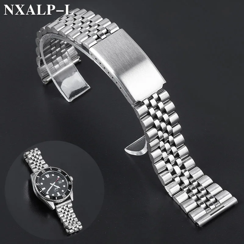 12mm 14mm 16mm 18mm 20mm 22mm Stainless Steel Watch Band Universal Strap Adjustable Folding Safety Buckle Men Women Bracelet