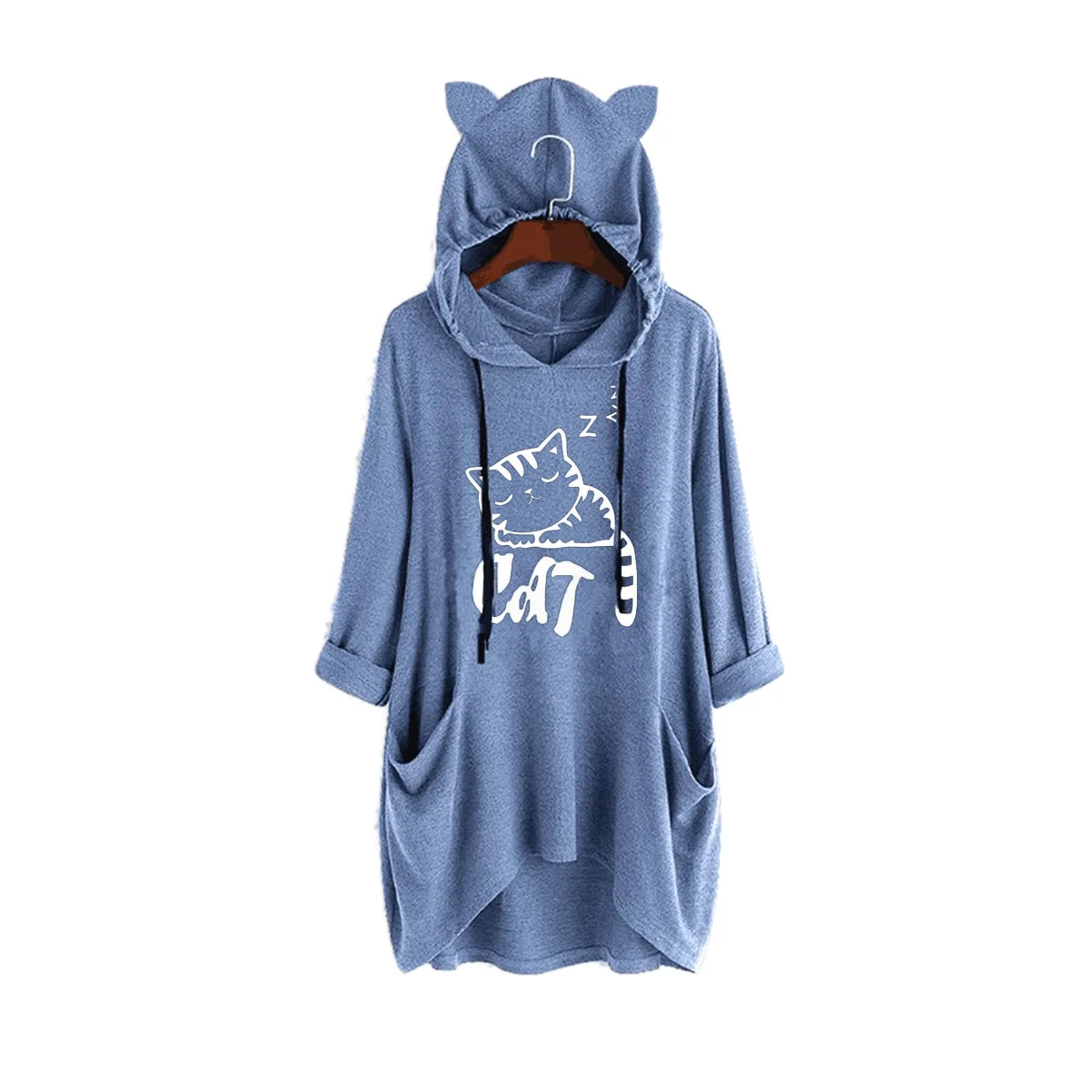 New irregular hooded loose long sleeved plus size hoodie, suitable for both men and women