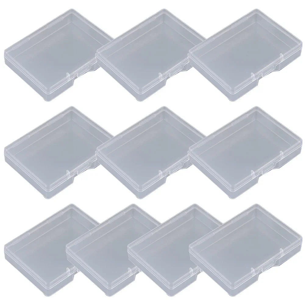 10pc Plastic Rectangular Flat Box Stationery Storage Boxes Jewelry Packaging Boxes Containerses Transparent