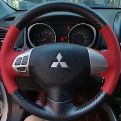 Car Steering Wheel Cover For Mitsubishi Lancer X 10 Outlander 2007-2013 ASX 2010-2013 Hand Stitched Genuine Leather accessories