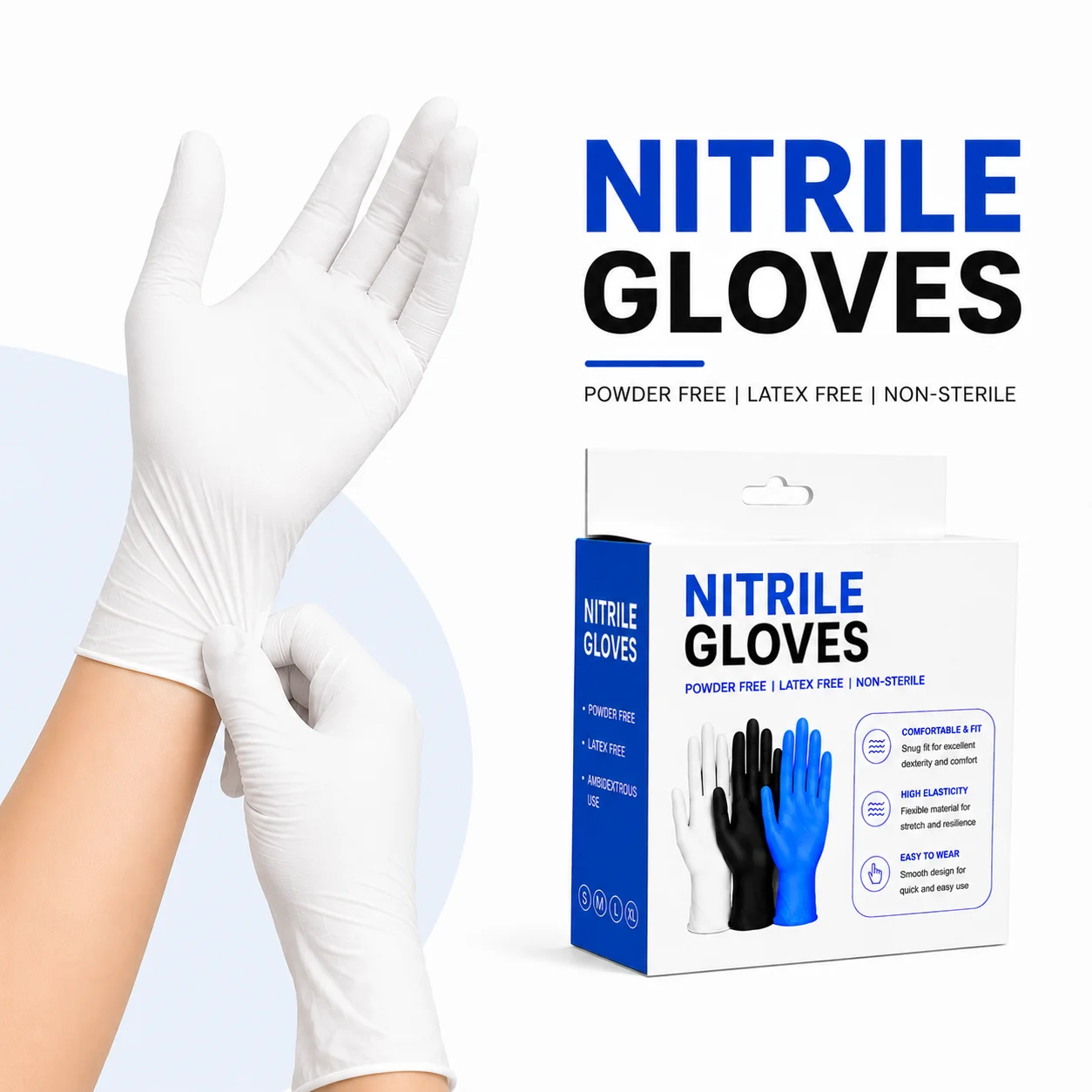 20/30PCS White Nitrile Gloves Disposable Powder Free Latex Free Food Prep Nitrile Gloves Cooking Kitchen Cleaning Household