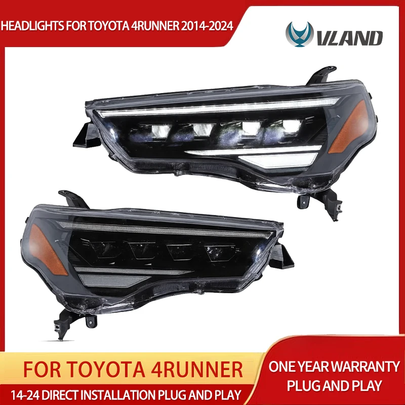 

LED 4PCS Projector Headlight Upgrade Assembly for 2014-2024 Mid-Size SUV N280 Style with Bright DRL Sequential Signal Black Hous