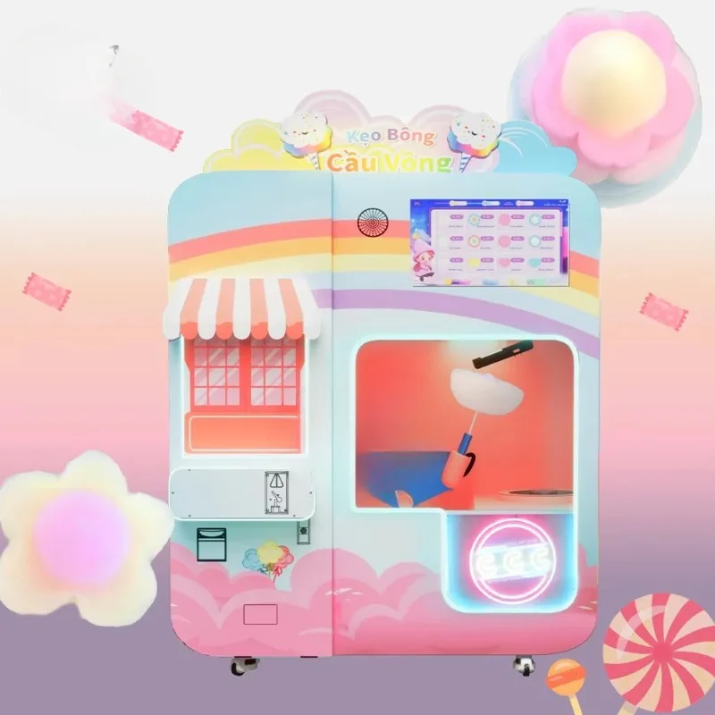 Professional Factory Commercial Fully Automatic Cotton Candy Vending Machine Intelligent Fairy Floss Machine