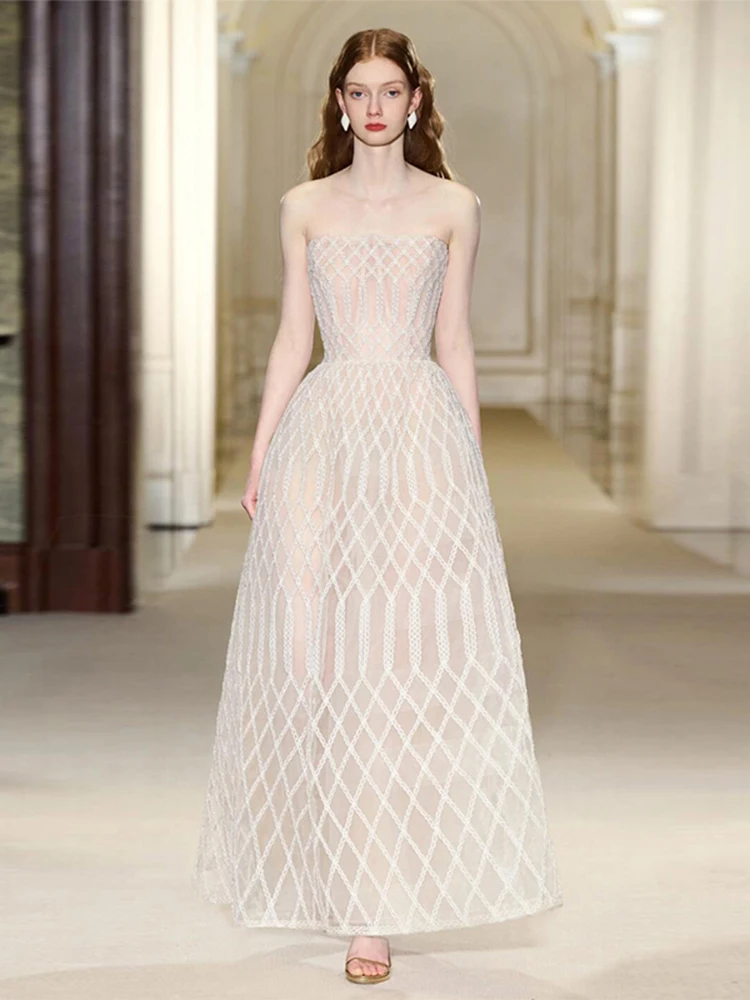 

Ele Bridal Gown with Strapl Design Morning Robe for Engagement Birthday Par Polyester Fabric A-Line Skirt