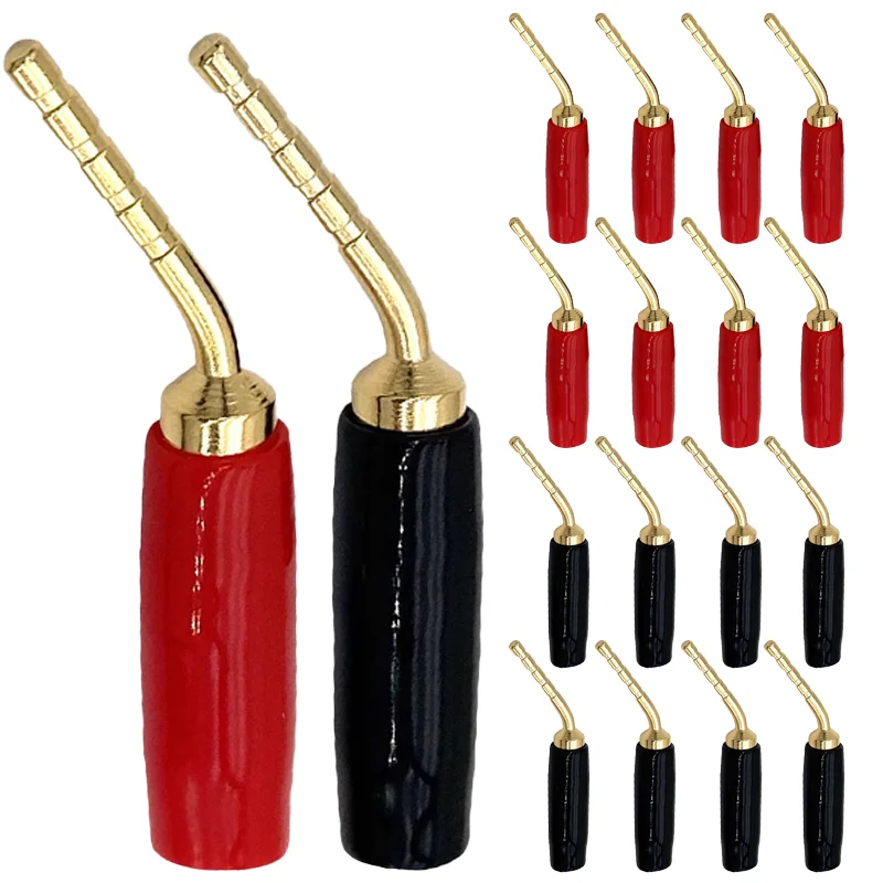 20/100Pcs Red Black Curved Pin 2mm Banana Plug Connector Right Angle Banana Male Plugs Audio Speaker Wire Cable Connectors