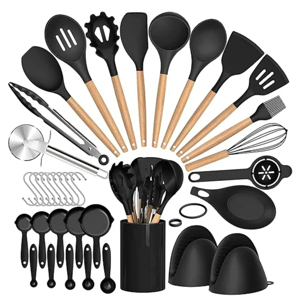 36-piece Silicone Cookware Cooking Set with Stand, Convenient Complete Set, Kitchen Supplies