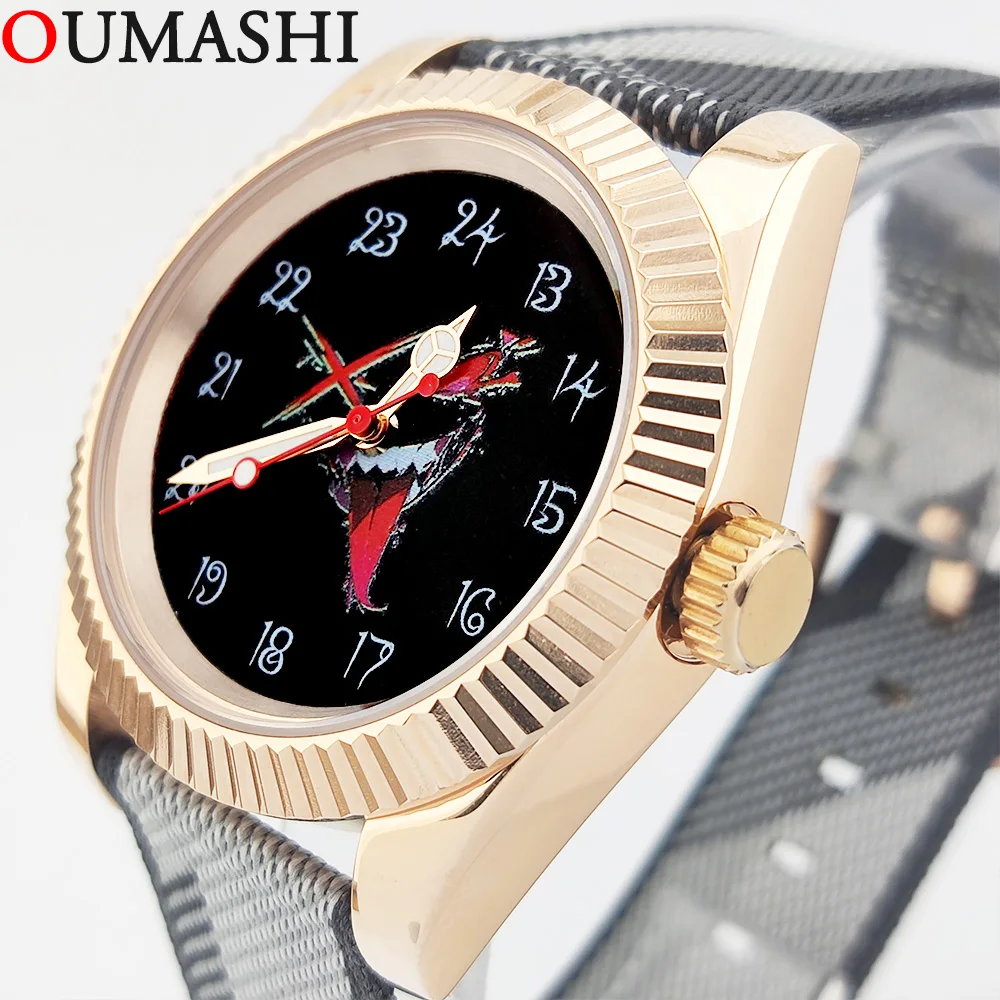 

OUMASHI-39/36mm NH35 Creative Demon Smile gentleman luminous water resistant Automatic mechanical watches male customizable