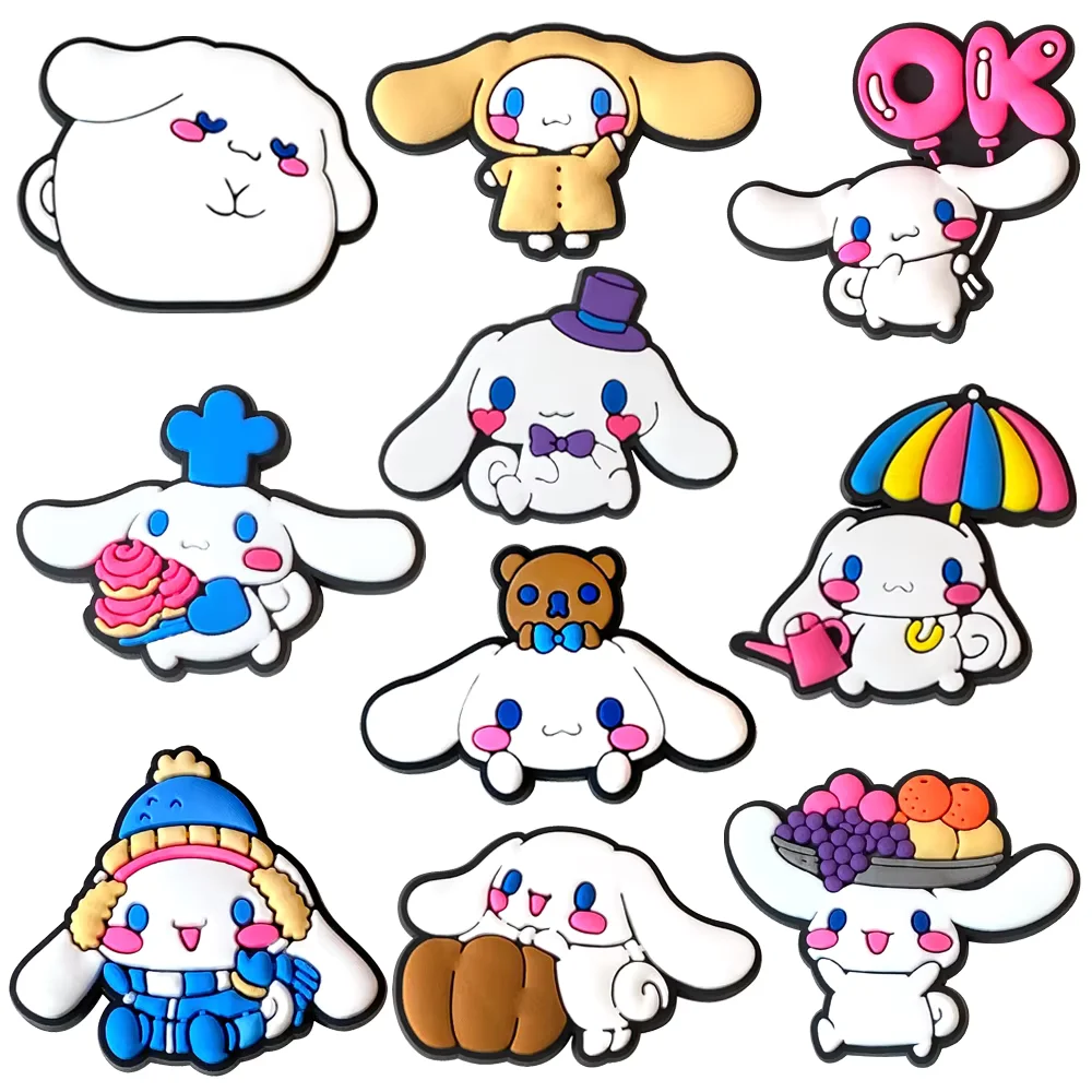 

10Pcs/pack Sanrio Cute Sandals Decrations Cartoon Kitty Melody Kuromi Cinnamoroll PVC Cavernous Slippers Accessories Kids Gifts