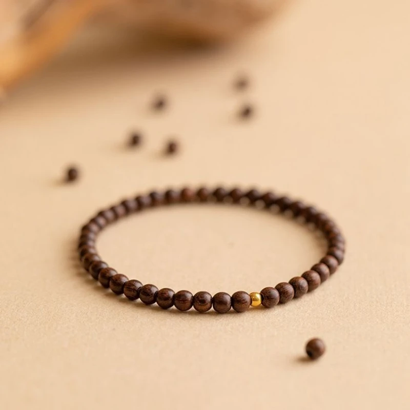 Natural Sandalwood Bracelet for Women Retro Style Wristband Bangles Buddhist Prayer Beads Perfect Gift for Friends