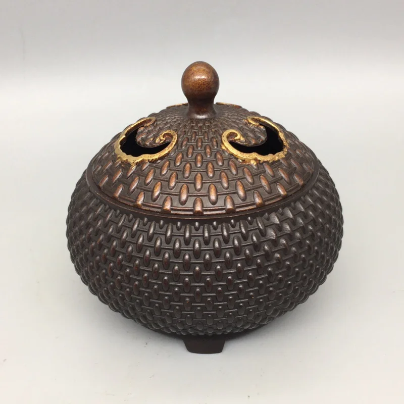 

Antique Bronze Collection Imitation Pure Copper Rice Bead Incense Burner Patina Moisturizing Home Tea Ceremony Craft Ornament
