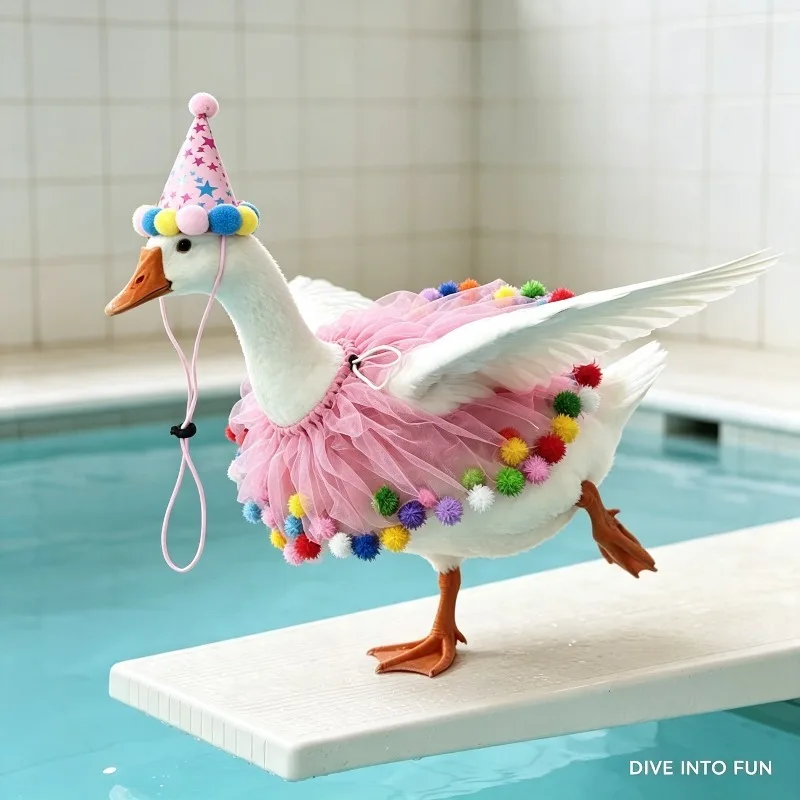 Photo Booth Prop Birthday Celebration Goose Costume Complete Set with Hat 23 Inch Standard Goose Courtyard Terrace,without Goose