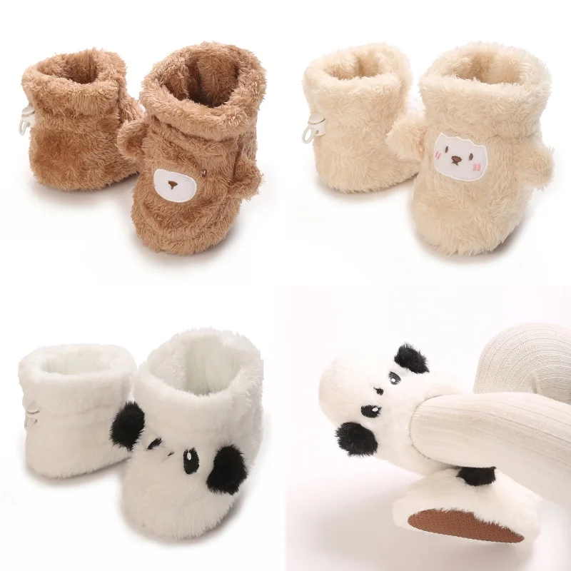 

Зимние теплые плюшевые детские сапоги для маленьких девочек с милым рисунком и удобной мягкой подошвой, подходящие для новорожденных в возрасте от 0 до 18 месяцев
