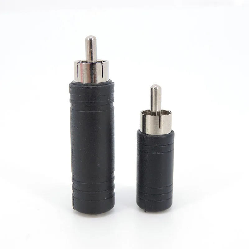 1Pcs RCA Male Plug to 6.35mm 6.5mm to 3.5mm 3Pole Stereo Female Jack Adapter 6.35 3.5 Audio M/F Connector Black a