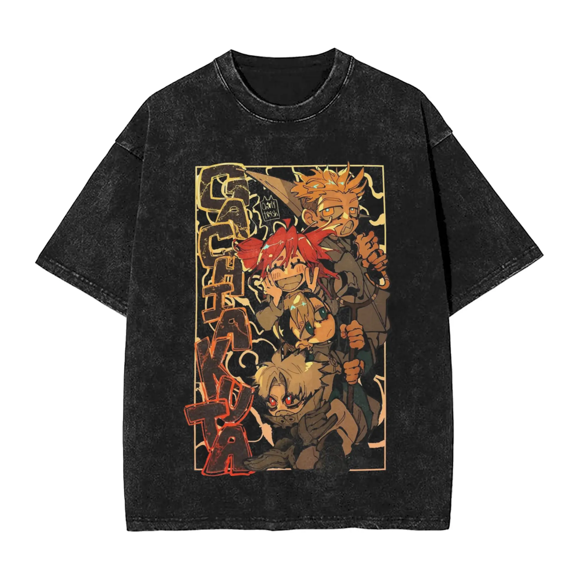 Japanese Anime Gachiakuta Cleaners Washed T Shirts Streetwear T-Shirts Tees Men Women 100% Cotton Harajuku Graphic Printed
