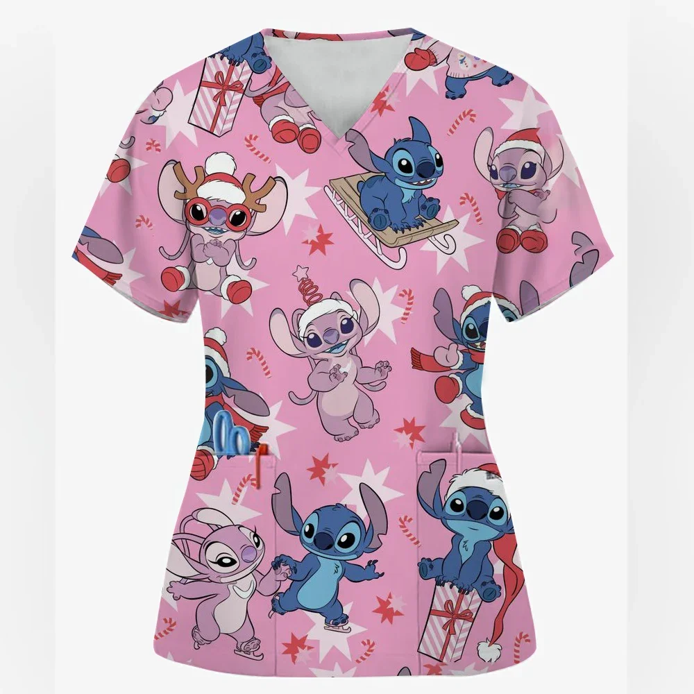 

Disney needle print scrubbing top female teacher apron scrubbing uniform Pet grooming nurse spa care shirt uniform