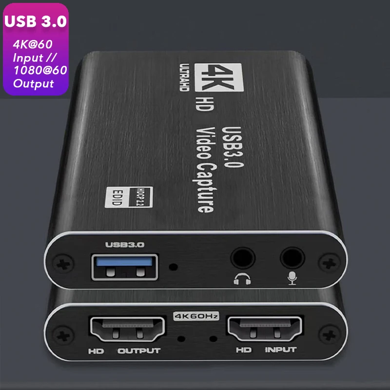 Scheda di acquisizione Video USB 3.0 4K compatibile con HDMI 1080P 60Hz HD videoregistratore Grabber per PS4 OBS registrazione di giochi Live Streaming