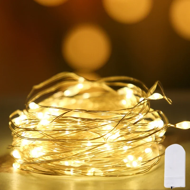 

LED Fairy String Lights Battery Powered Copper Wire Garland Light For Bedroom Outdoor Garden Wedding Party Birthday Decoration