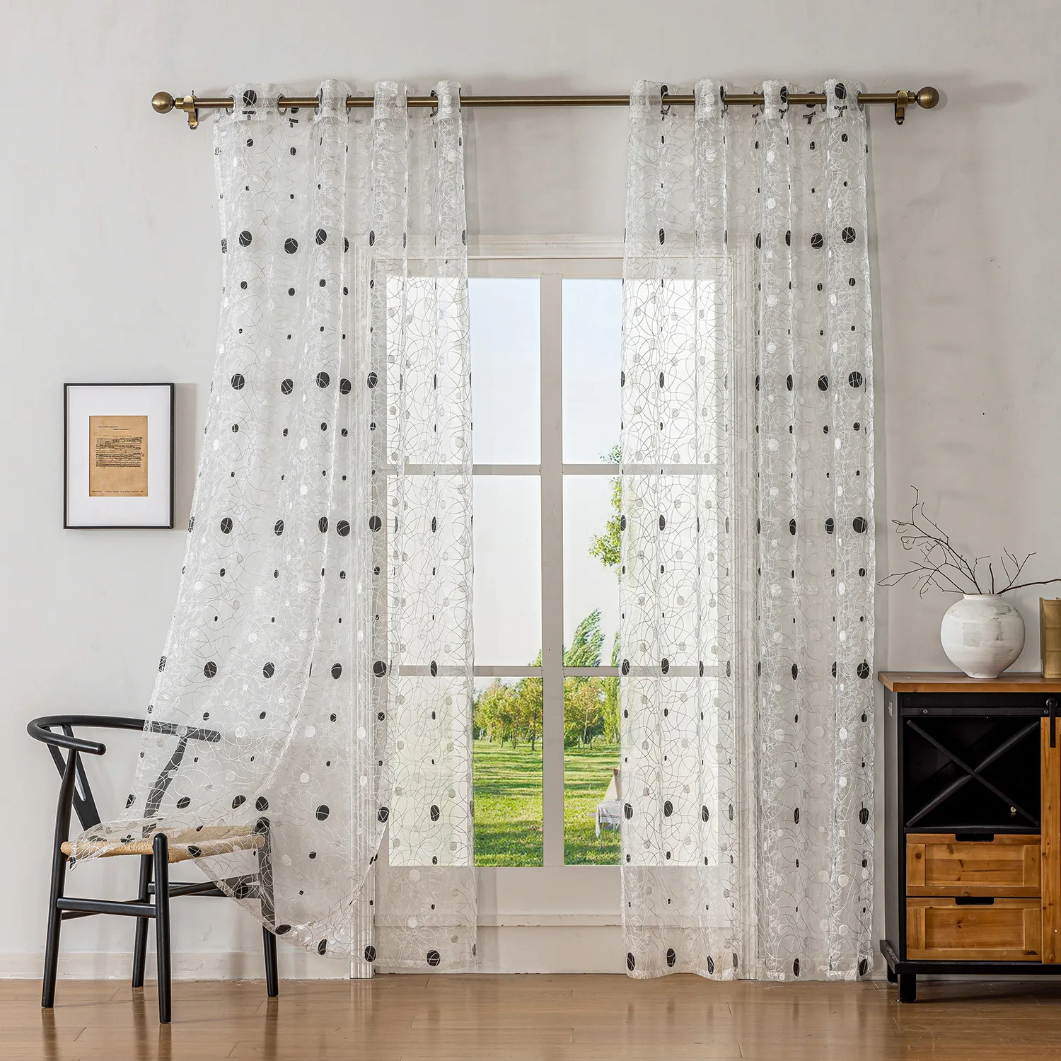 

Modern Simple Embroidery Window Screen Decorative Curtains Living Room Bedroom Dining Room Finished Curtains Gauze Curtain