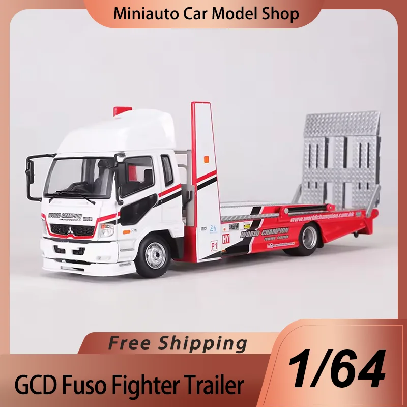 

New In Stock Gcd 1:64 Mitsubishi Fuso Fighter Alloy Miniature Diecast Model Mitsubishi Double Decker Trailer Car Model Toys Gift