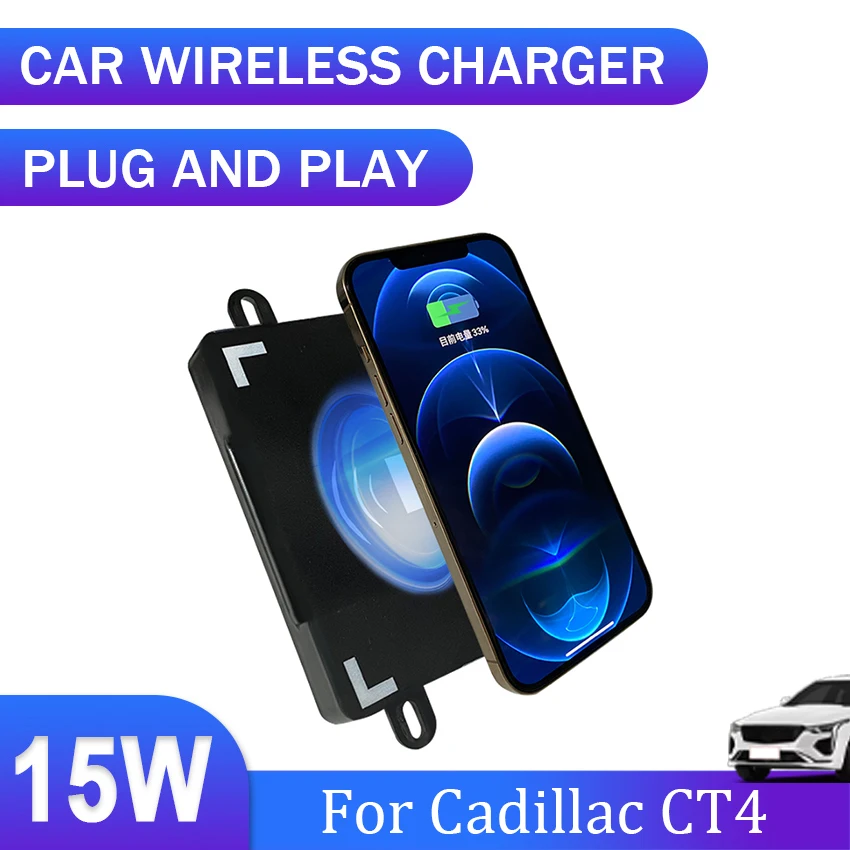 

Car QI wireless charger 15w fast charging plate phone holder wireless phone charger For Cadillac CT4 2020 2021 Car Accessories