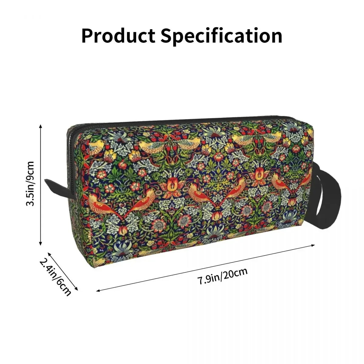 Strawberry Thief - William Morris Makeup Bag Cosmetic Organizer Dopp Kit Toiletry Cosmetic Bag for Women Beauty Pencil Case