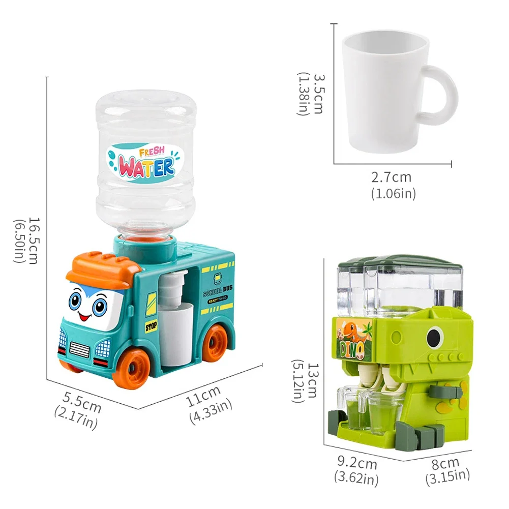 Mini Dinosaur Dual Water Juice Dispenser Toy Simulation Children Pretend Play Miniature Kitchen Home Appliance Kids Play Toys