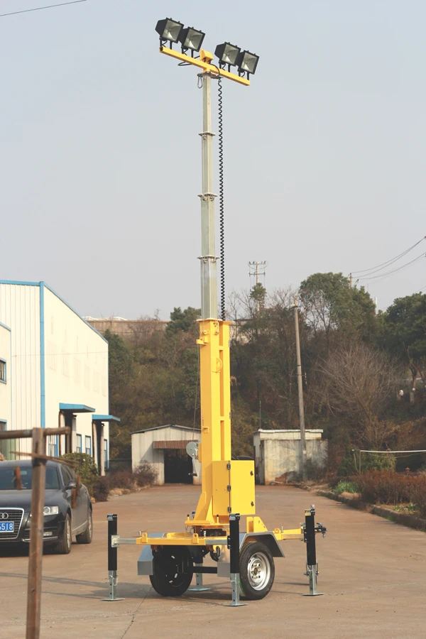 Torre de luz de carrinho Torre de luz portátil de luz profissional com mastro retrátil telescópico