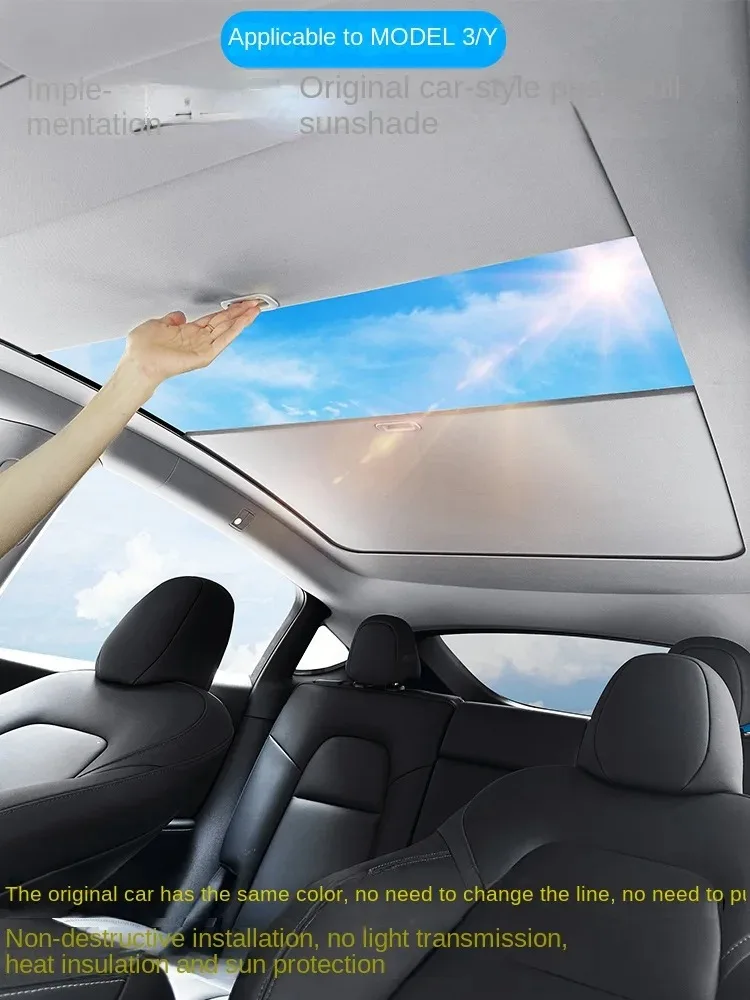 

For Tesla MODEL3/Y Sunshade Retractable Sunroof Sun Protection and Heat Insulation Canopy Sunshade Accessories Ya