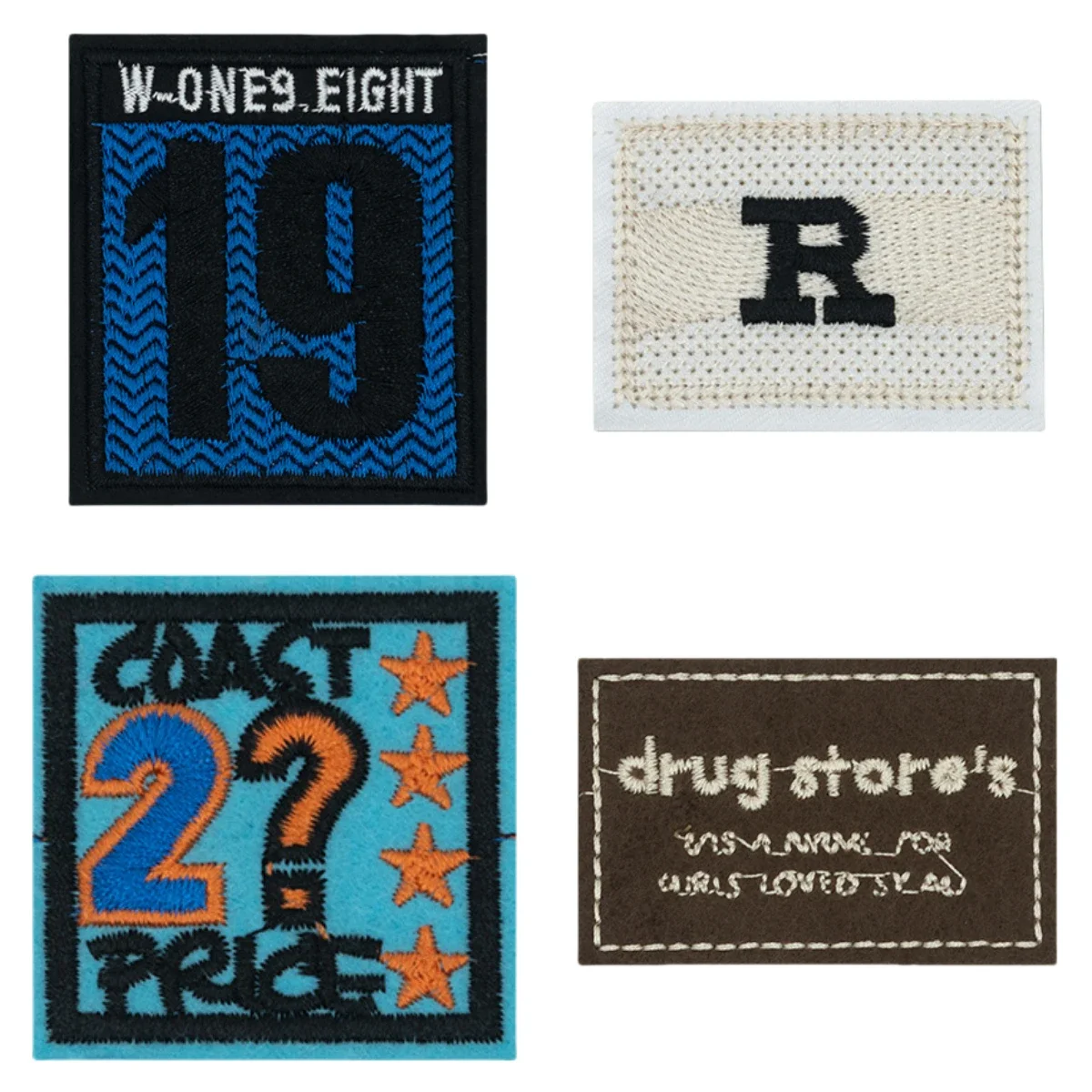 

English Square Strip Embroidery Cloth Sticker, Computer Embroidery Clothes Decoration DIY Hole Repair Square Patch Sticker