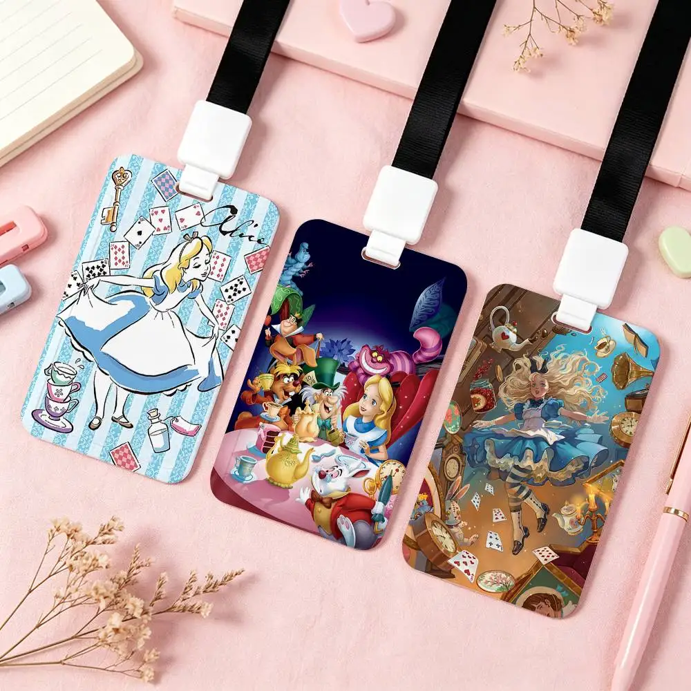 Cute A-Alice In Wonderland-s NFC Contactless Sliding Card Sleeve For Student Cards, Bus Cards, ID Cards, And Work Permits
