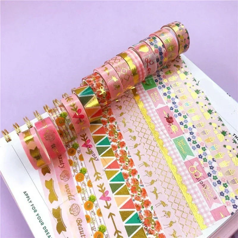 Washi Masking Tape Set, Sticky Paper, Decoração DIY, Escritório, Material Escolar, Papelaria, Scrapbook para Conta Mão, 12Pcs