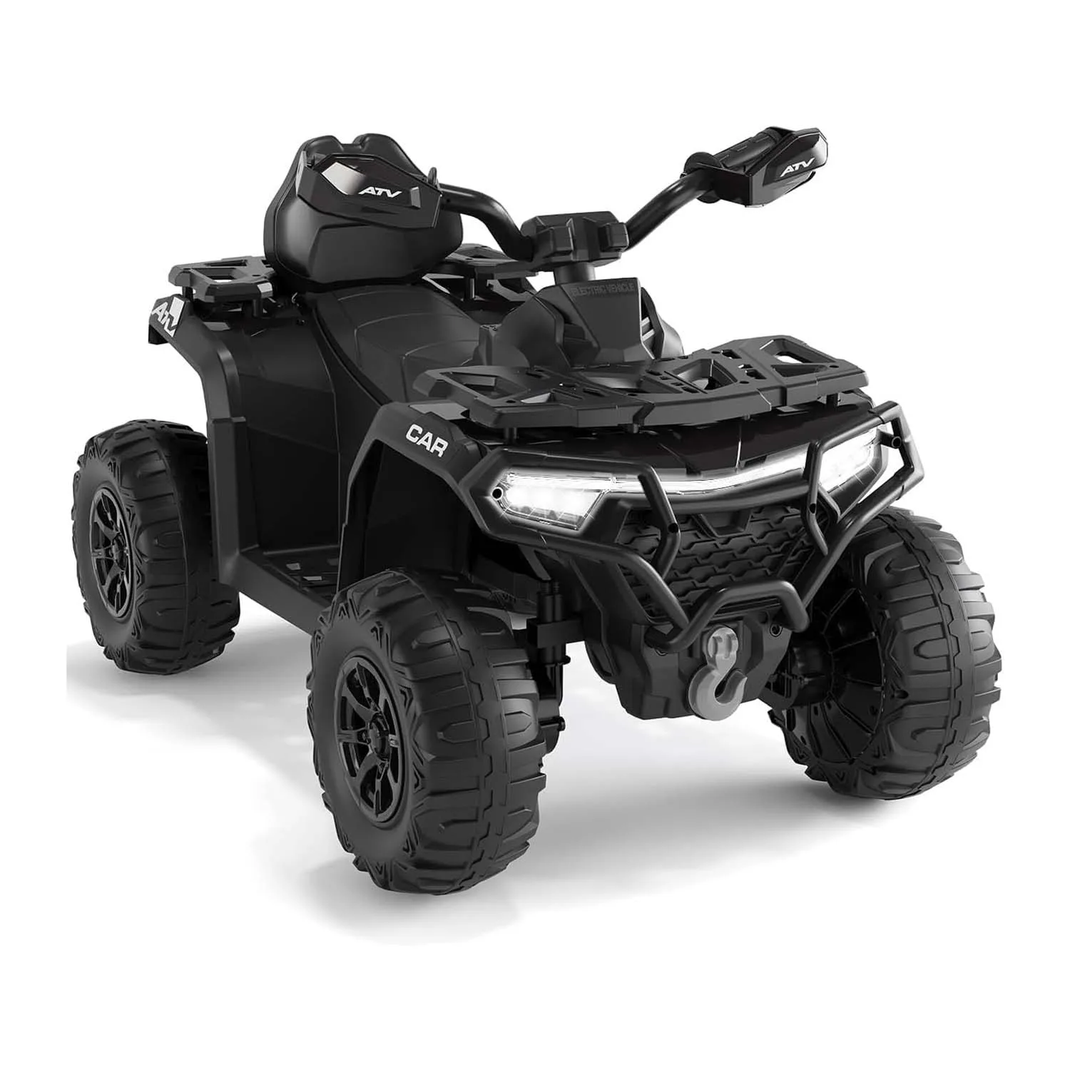 12-V-Kinderspielzeug zum Aufsitzen von Quad-Autos mit LED-Leuchten, Musik, verschleißfesten Fußpedalrädern, batteriebetriebene Geschenke für Elektrofahrzeuge