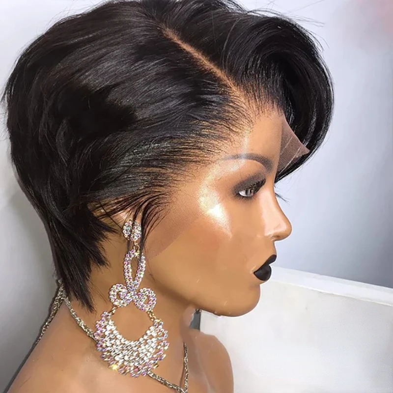 13x4x1 T Part Lace Wig Straight Short Bob Wig Remy Human Hair Wigs For Women