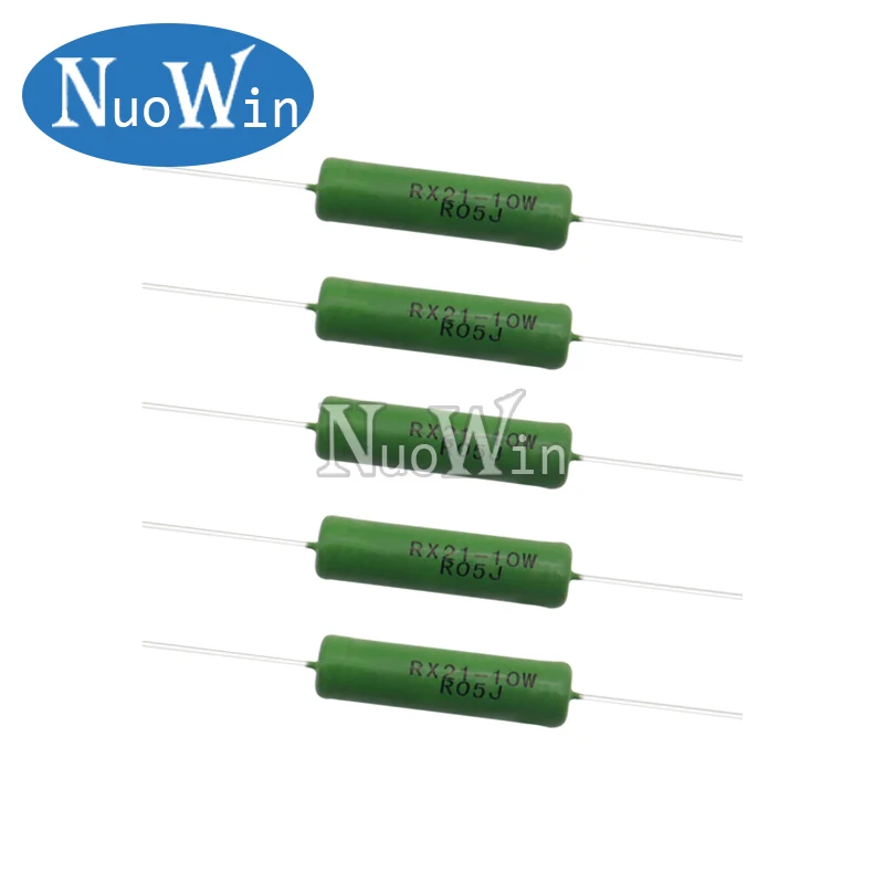 5PCS/Lot RX21 10W Wire Wound 5% Resistance 1R 10R 100R 1K 10K 12K 15K 20R 22R 24R 27R 33R 36R Resistor RX21-10W 1 10 100 ohms