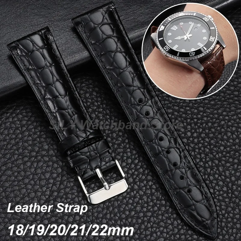 18mm 19mm 20mm 21mm 22mm Men Women Crocodile Pattern Design Leather Watches Strap Soft Universal Watchbands Smartwatch Bracelets