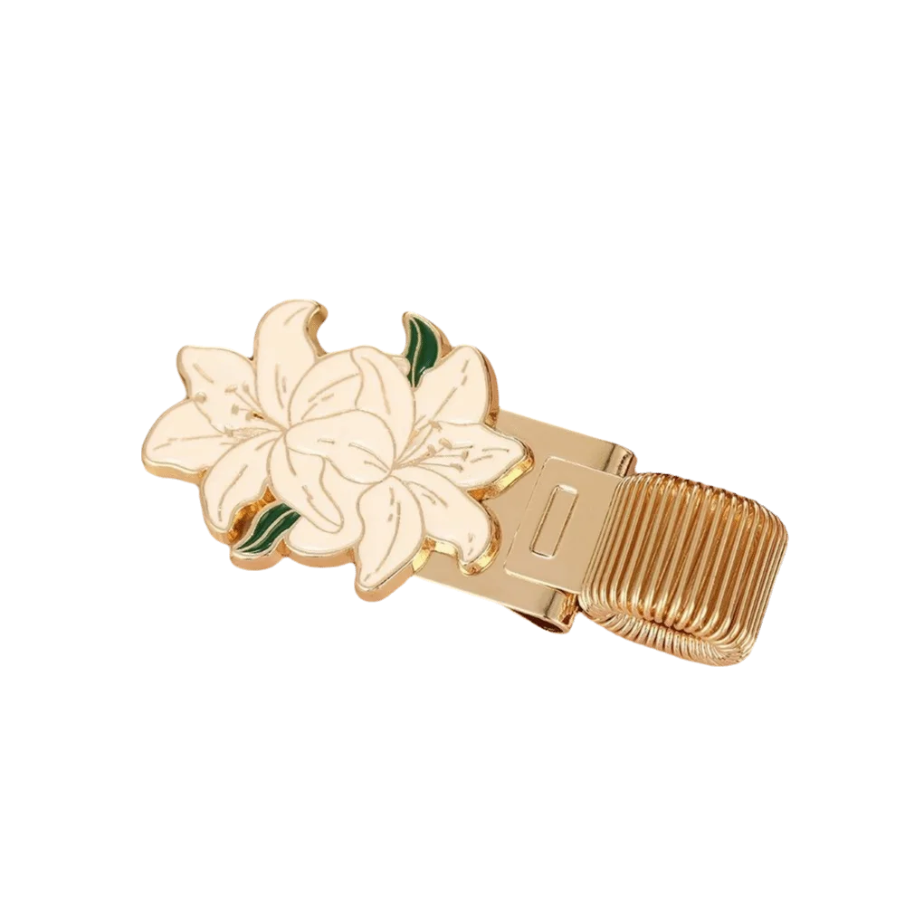 Portable Metal Metal Pen Holder Flower Retro Pen Clip Journal Clip Student