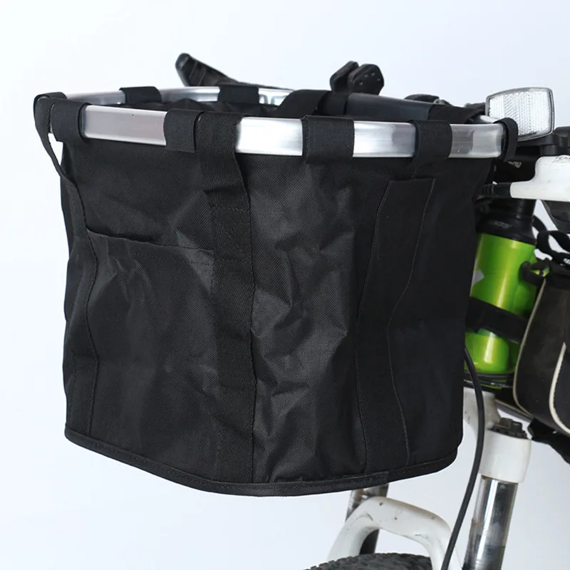 Bicycle Front Basket Bike Small Pet Dog Carry Pouch 2in1 Detachable MTB Cycling Handlebar Tube Hanging Fold Baggage Bag 5KG Load