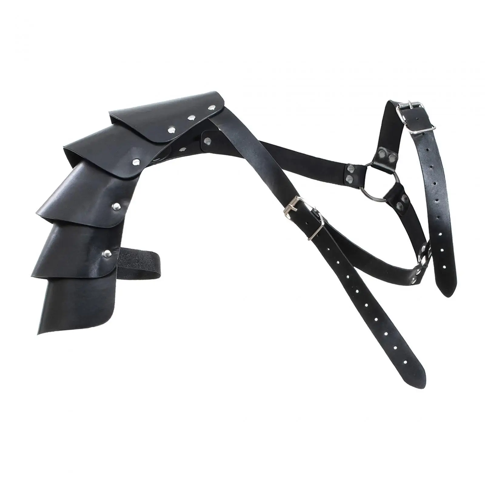 Armadura de ombro de couro PU preto fantasia steampunk medieval capa de encolher de ombros ajustável para festa de Halloween homens mulheres
