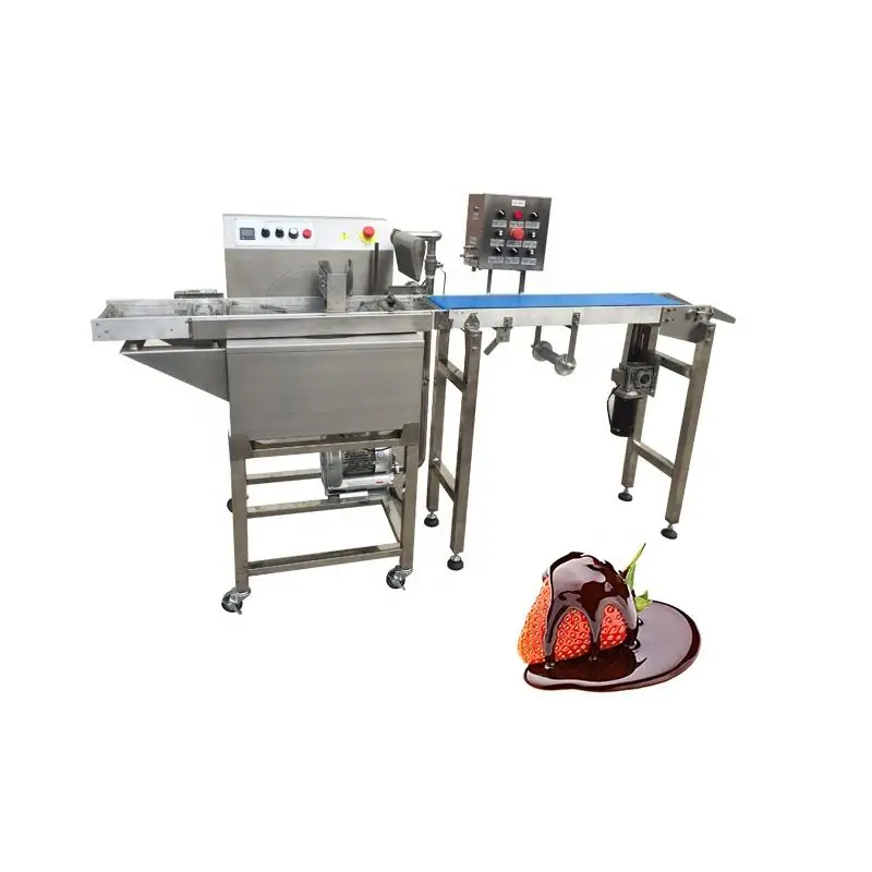 Snack Food Small Chocolate Melting Wafer Coating Enrobing Machine With Cooling Tunnel