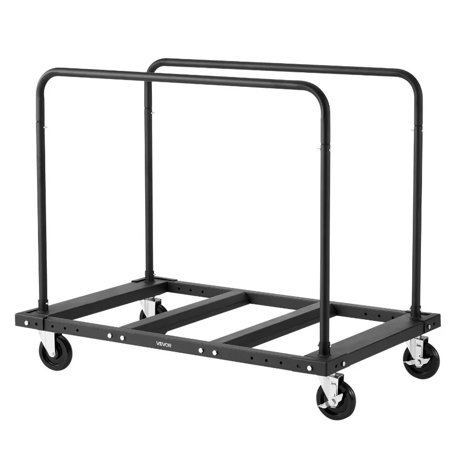 عربة الحوائط الجافة دوللي سعة 1800 رطل عربة شاحنة ذات لوحة فولاذية مع عجلات دوارة 5 بوصة دوللي الحوائط الجافة الخشبية مع ربطة عنق للأسفل