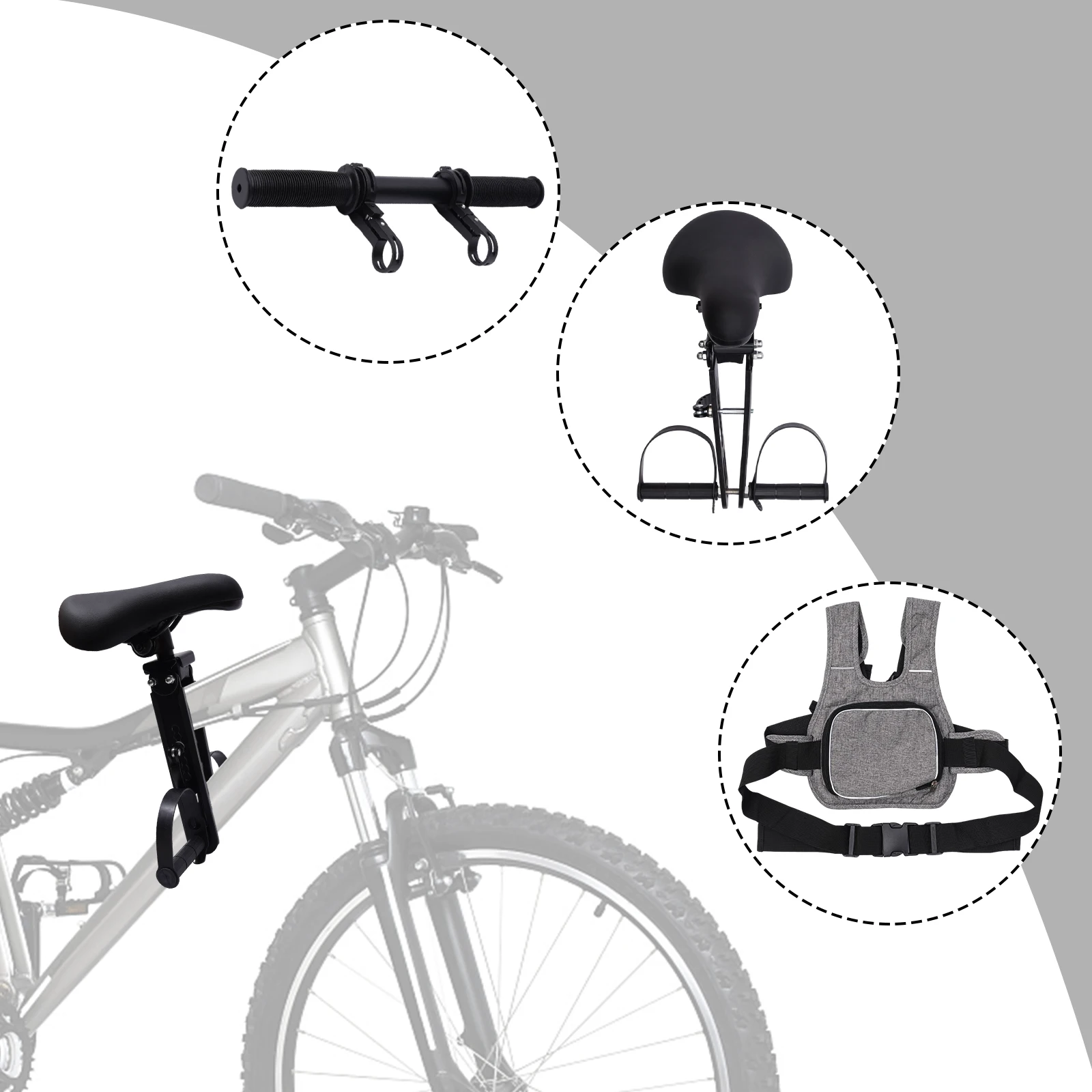 مقعد دراجة أطفال آمن وقابل للتعديل - مرفق سهل للدراجات الجبلية مع ميزات واقية