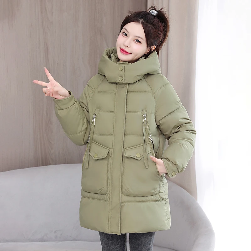 New 2024 Women Jacket Winter Thick Hooded Cotton Padded Coats Female  Loose Parkas Ladies  Outwear