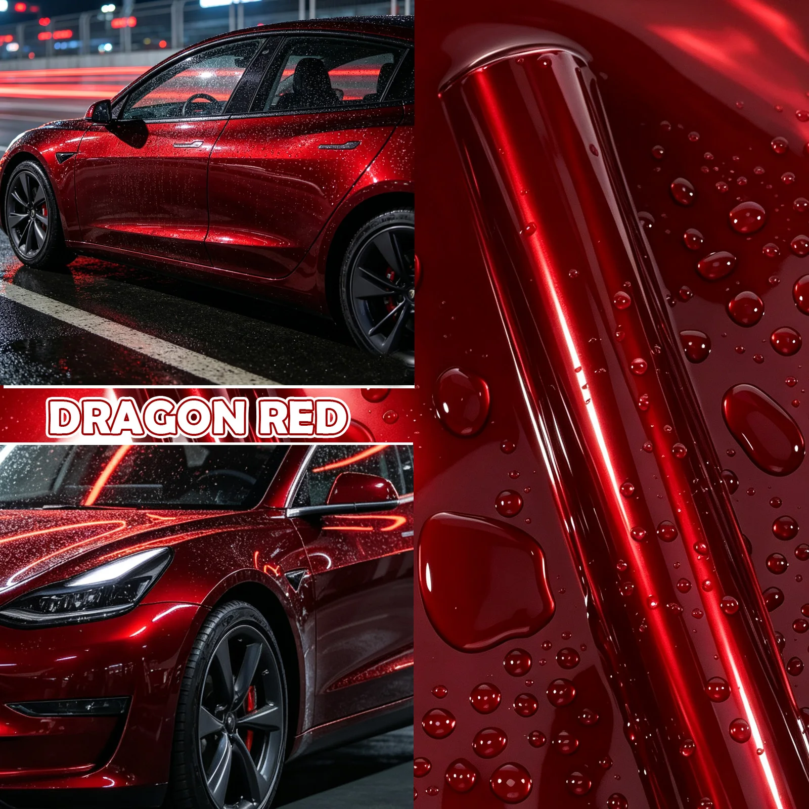 1.52M Premium PET High Glossy Liquid Metallic Dragon Blood Red Vinyl Wrap Film Car Motorcycle Air Release Car Change Color Film