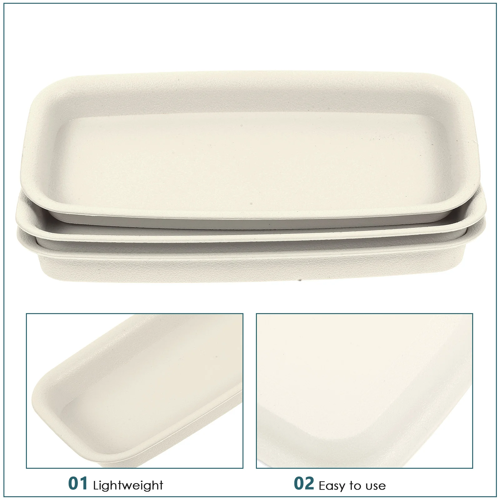 3 قطعة زهور بلاستيكية متينة صواني المياه عدم الانزلاق شرفة البستنة مستطيلة وعاء النبات قواعد متعددة الأغراض #2