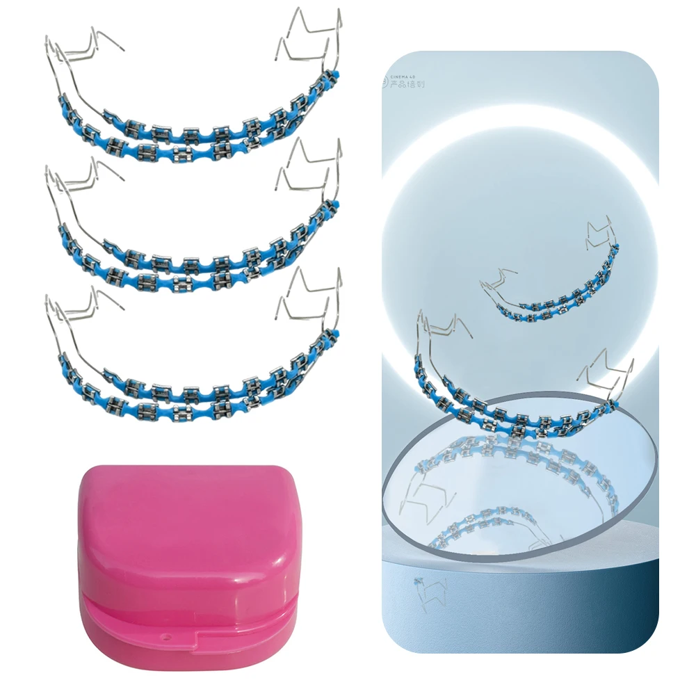 Temporary Tooth Decoration Orthodontic Braces with Metal Wires & Bracket Dental Metal Bracket Dental Tool for Tooth Decor
