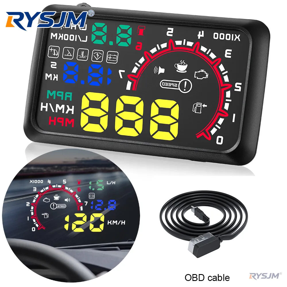3.5inch OBD2 Head-Up Display W02 HUD On-board Computer OBD Smart Speed Meter Voltage RPM Temp Car Windshield Projector Display