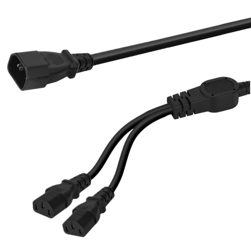50cm IEC320 C14 to IEC320-C13 Power Splitter Adapter Cable, 3 Terminals Male to Female Power Connector Cord Wire Black image 2