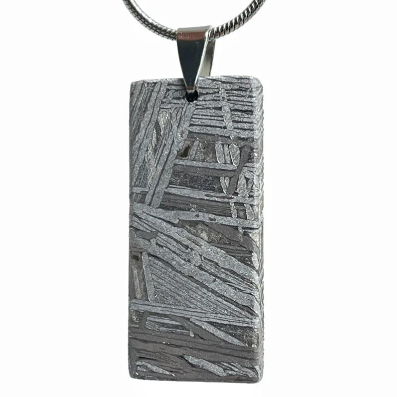 Muonionalusta Iron Meteorite Pendant Rectangle Slice Natural Widmanstatten Pattern Meteorite Jewelry Collection LK538