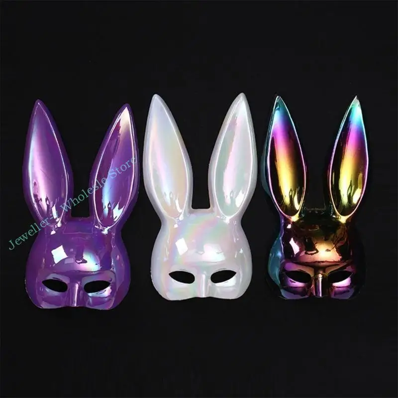 R7uf Bunnies Masquerades Mask Night Party Decors Rabbit Dresses Up Mask Party Show