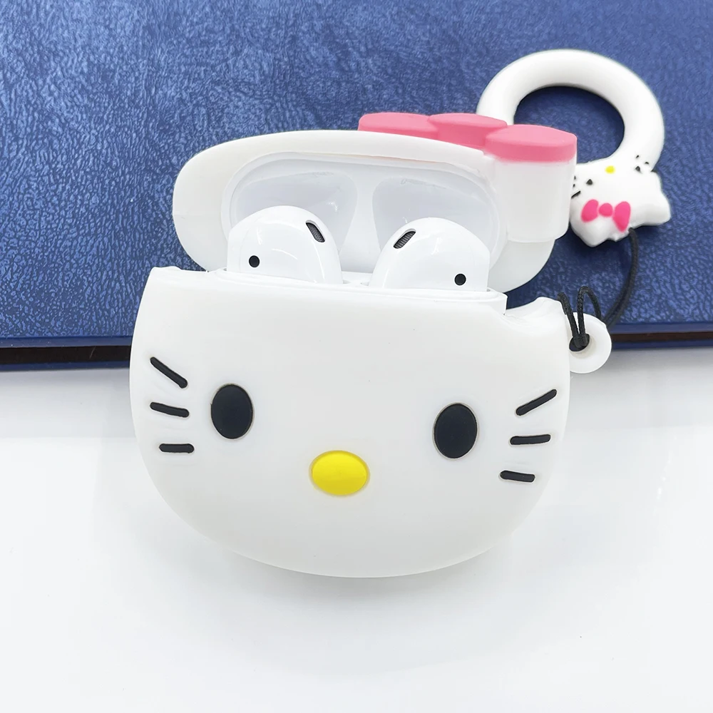 MINISO การ์ตูนหูฟังบลูทูธซิลิโคนสําหรับ Airpods 4/2/3/Pro ป้องกันน่ารัก Hello Kitty สําหรับ Airpods4 Pro 2